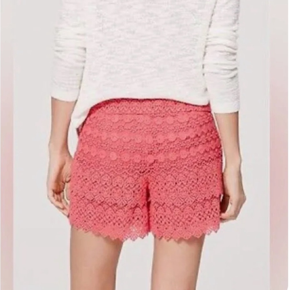 NWT Loft Rivera Lace Shorts coral color size 6